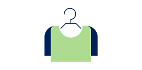 Goods on Hangers and Fashion Distribution Icon.